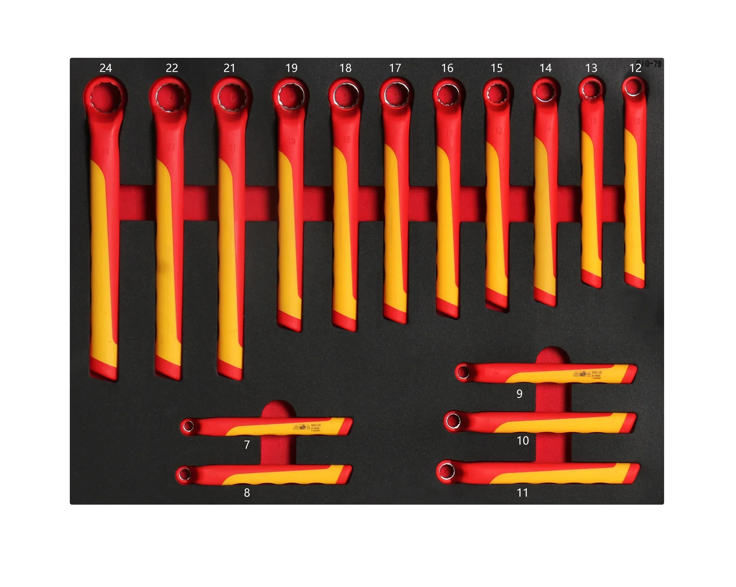 16PCS EVA Foam Tray  7-24MM Open End Wrench VDE Insulated Electrician Tool Set Insulation Wrench Set HOT SALES