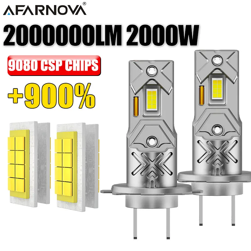 

2000W MIni H7 LED Turbo Car Headlight Bulbs CANBUS Auto Motorcycle Motorbike 6500K LED H7 High Low Beam LHD 12V 24V 2000000LM