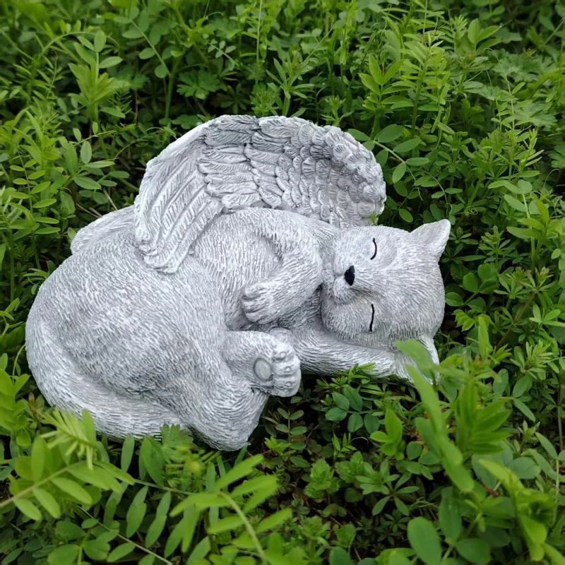 الحلي الحيوانية الإبداعية الملاك القط الكلب الغزلان النحت ديكور المنزل الراتنج الحرف بالجملة #1