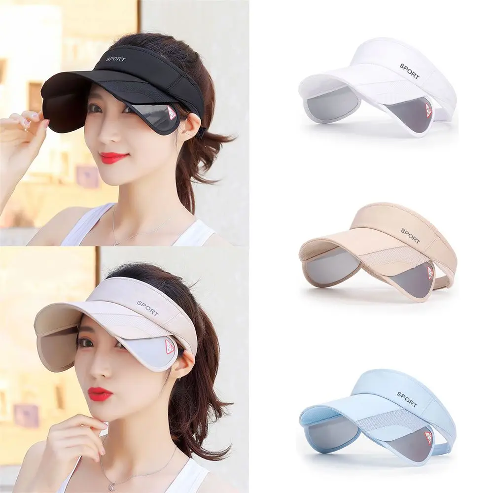 Summer Sun Visor Golf Hat For Women Adjustable Golf Cap With Retractable Brim UV Protection Empty Top Beach/Tennis Sport Hat