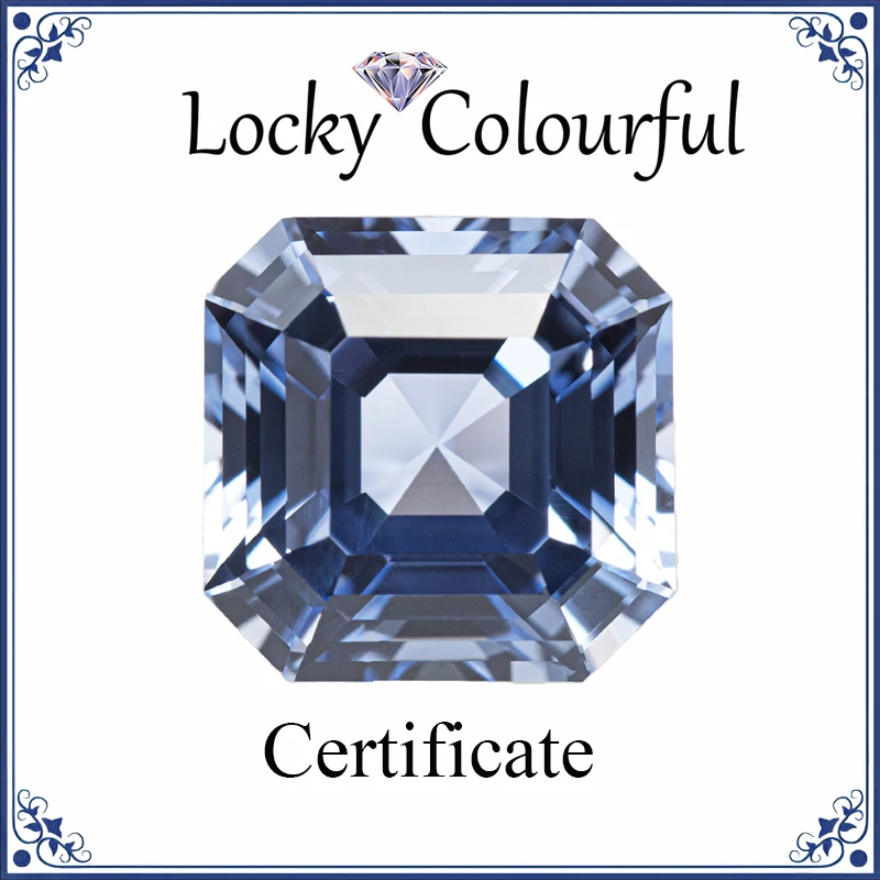 

Lab Grown Sapphire Asscher Shape Cornflower Color Charms VVS1 DIY for Jewelry Making Pendant Material Selectable AGL Certificate