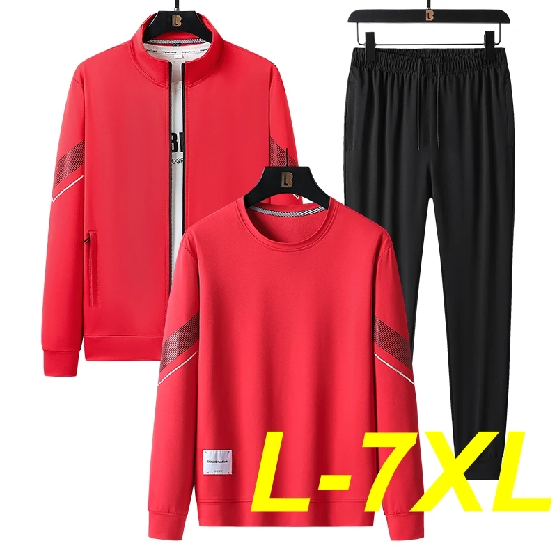 Big Size 7xl Tracksuits 3 Pieces Men Hoodies And Sweatpants Set Spring Autumn Tracksuit Unisex Jogging Suit Men's Sportswear