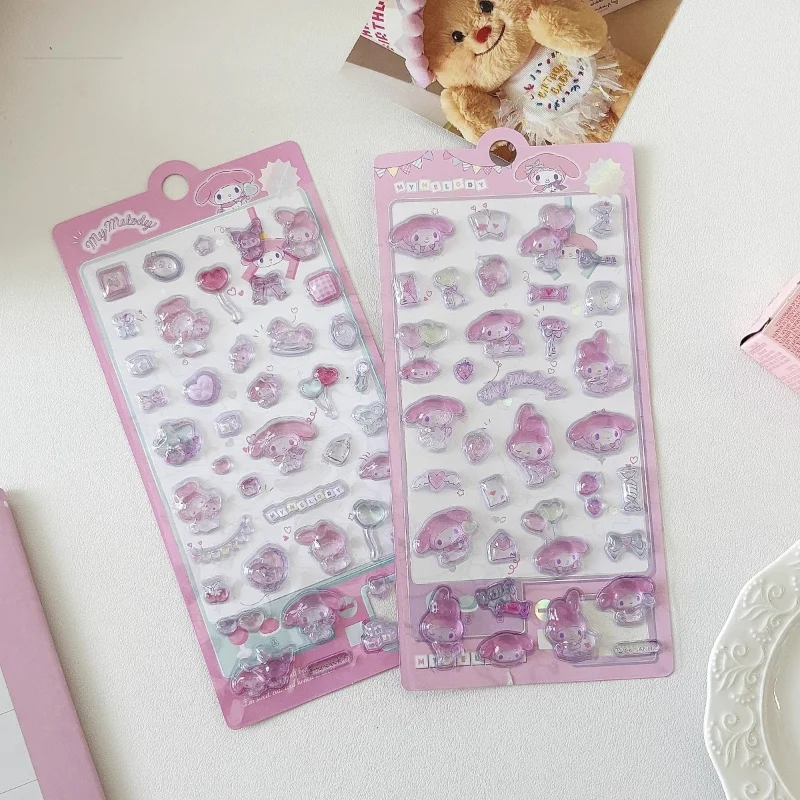 Sanrio Anime Cartoon My Melody 3D Jelly Stickers Cute Pen Camera Laptop Tablet PC Telefono Tazza Diario Valigia Decorazione Adesivo