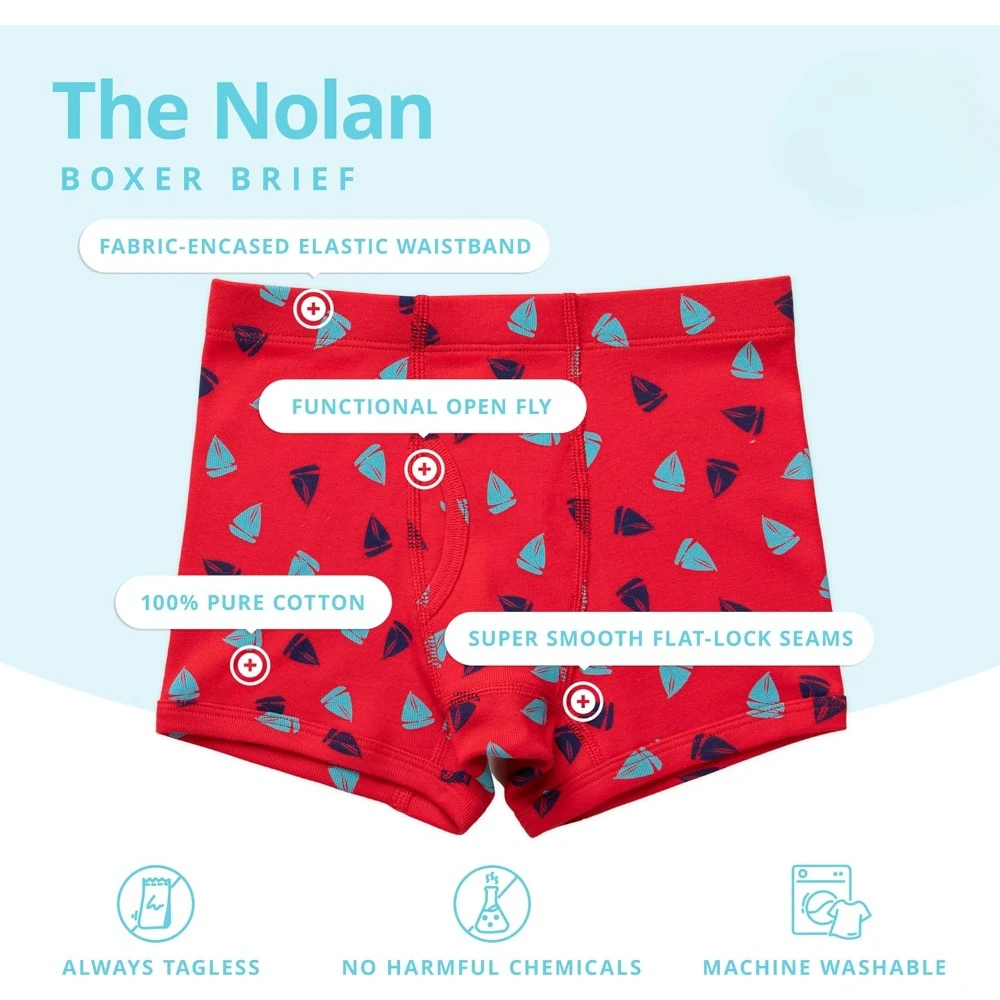 100% Organic Cotton, Lucky  Boy Boxer Brief Underwear | 100% Organic Cotton | 7-Pack