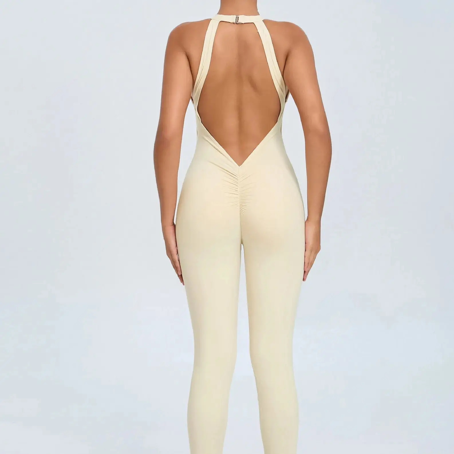 

Back Buckle Yoga Jumpsuit Women's Peach Buttocks Exposed Back Sports Quick Drying One-piece Fitness Jumpsuit Yoga Set Bodysuit