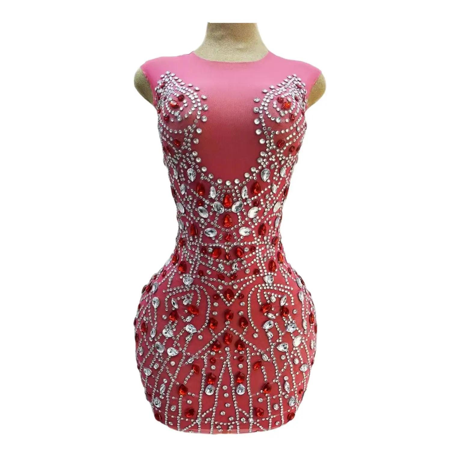 Sexy Women Cocktail Gowns Sparkly Luxury Fashion Pink Beaded Dresses Black Girls Short Prom Dresses 2024 Birthday Party Hongchen