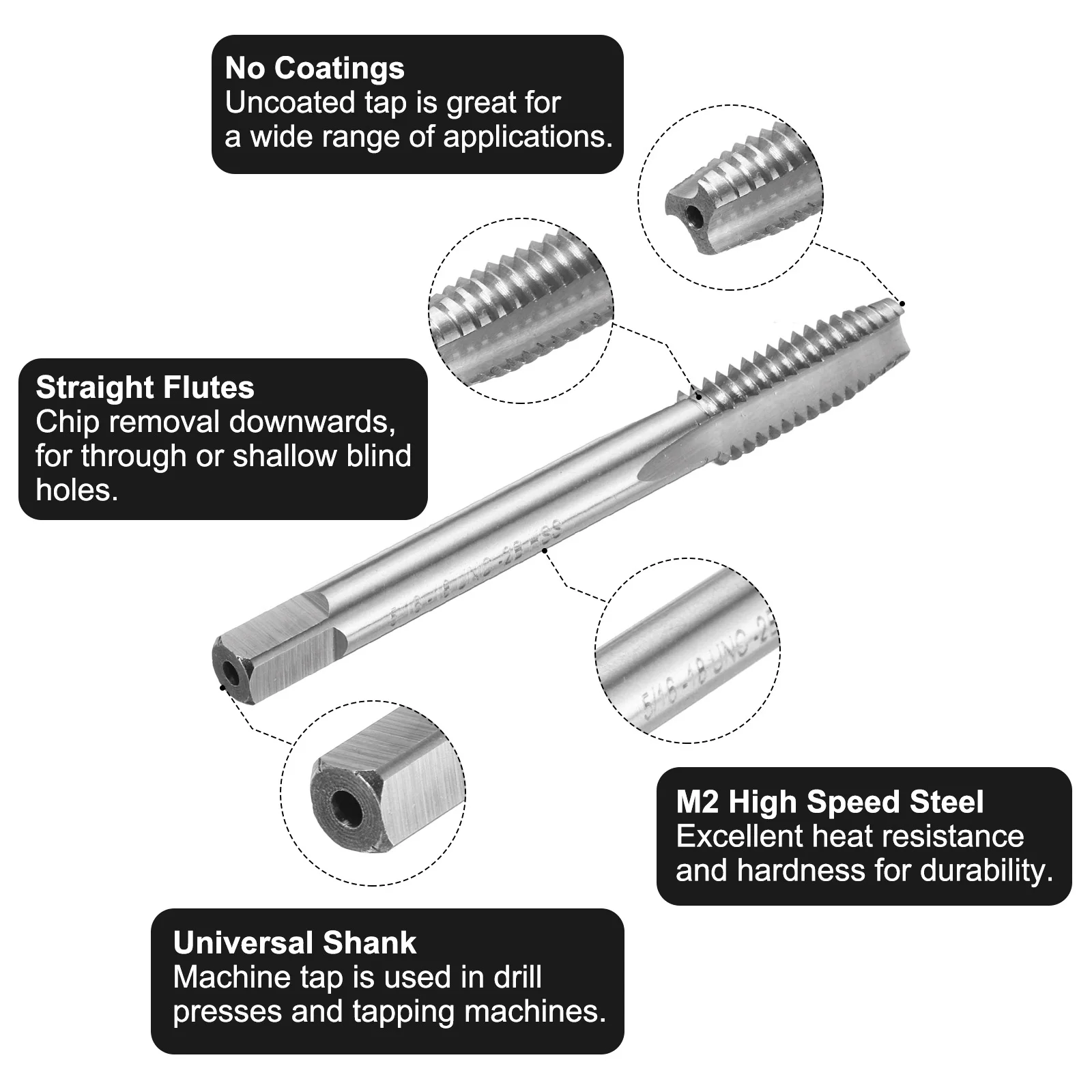 Tap and Drill Bit Set 4-40 8-32 5/16-18 UNC 1/8-27 NPT Straight Flute Thread Tap With 2.3/3.4/6.5/8.3mm Twist Drill Bit Hand Too