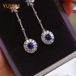 YULEM New Arrival 4x5 Natural Emerald and Ruby and Sapphire and Tanzanite Drop Earring silver 925 Earrings for Women