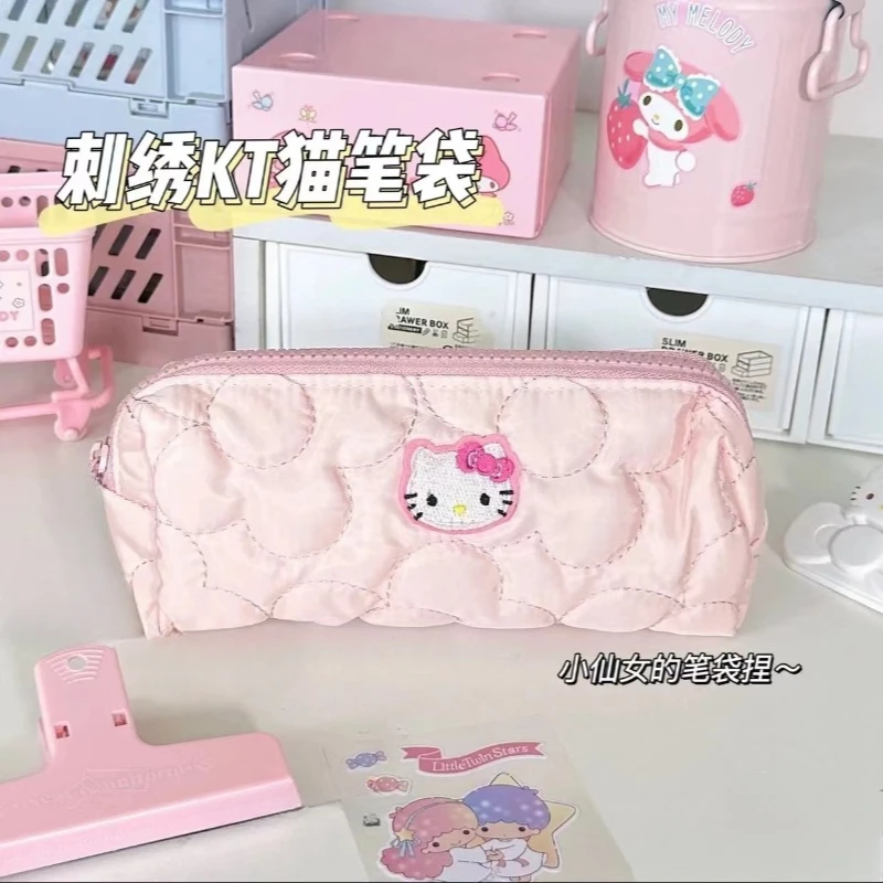 Sanrio Hello Kitty Pencil Case Cartoon Anime Cute KT Cat Pencil-box Fashion Students Stationery Learning Supplies Holiday Gifts