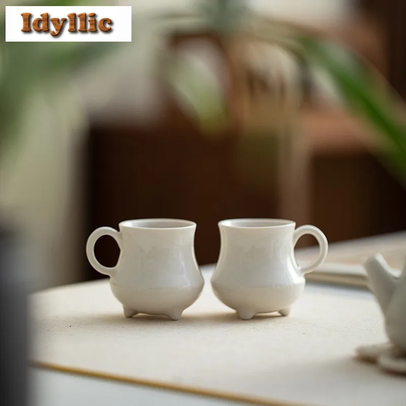 2 قطعة/الوحدة الرماد النباتي ترايبوديا فنجان الشاي خمر وعاء الشاي عينة فنجان الشاي تذوق كوب شخصي Jianzhan ماستر كوب حفل الشاي 50 مللي