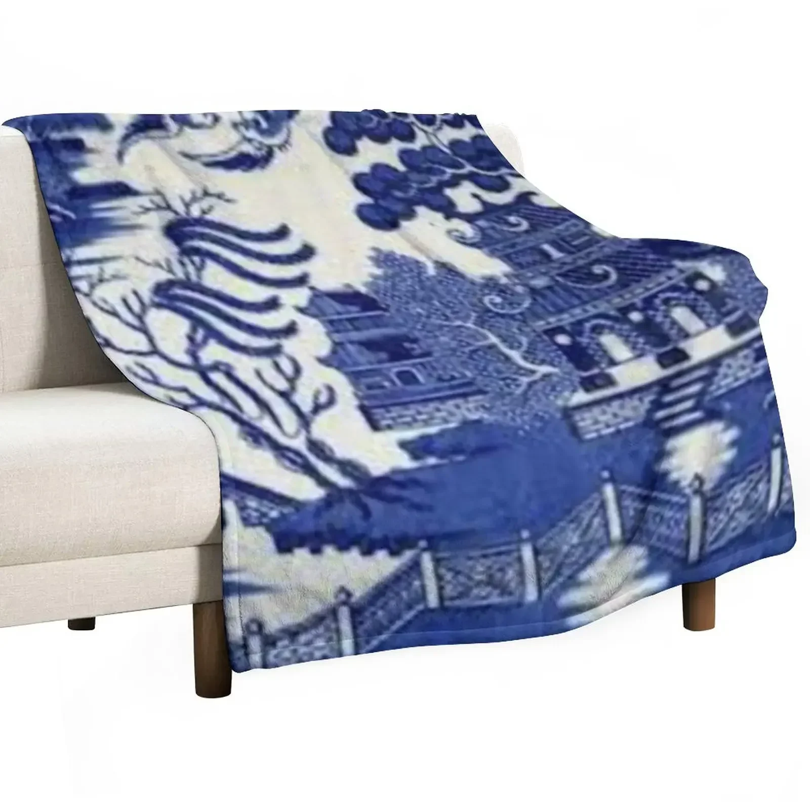 

blue willow pattern Throw Blanket Quilt Soft Plush Plaid Blankets