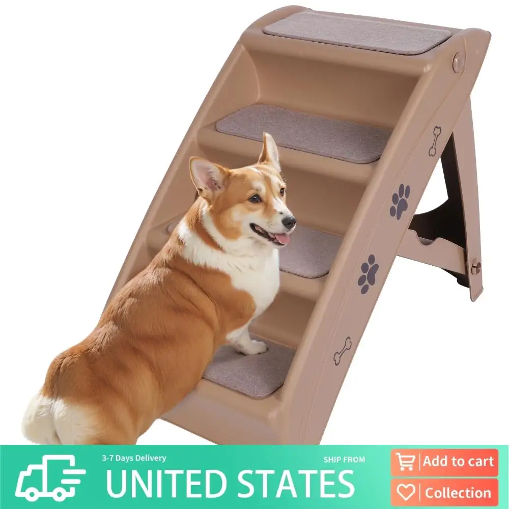 

4-Step Pet Dog Stairs Foldable Indoor Pet Steps Nonslip Dog Stairs Ramp Sofa Ladder Pet Furniture for High Bed Chair Couch Sofa