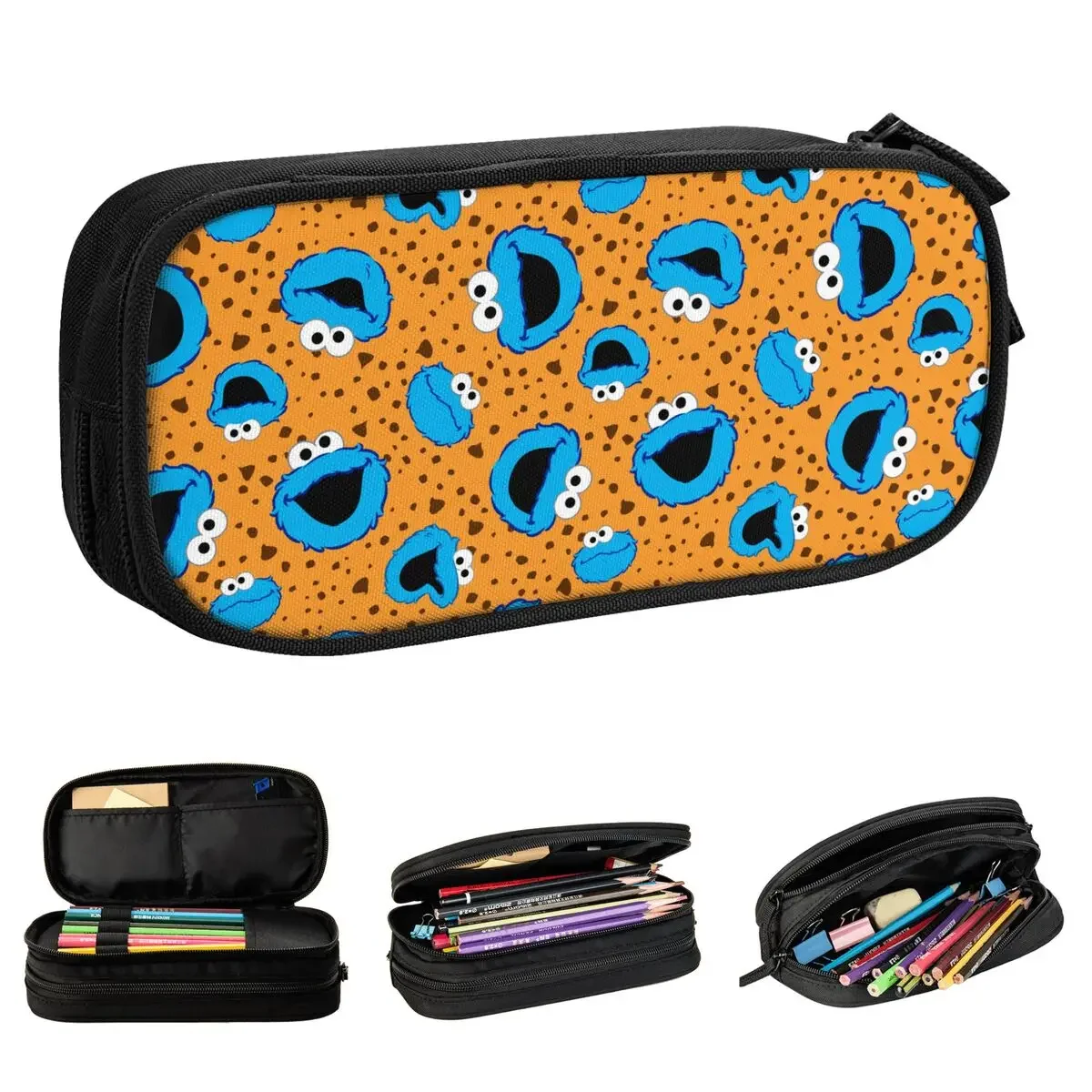 

Fun Cookies Monsters Pencil Case Pen Pencil Bags Student Big Capacity School Supplies Zipper Pencilcases