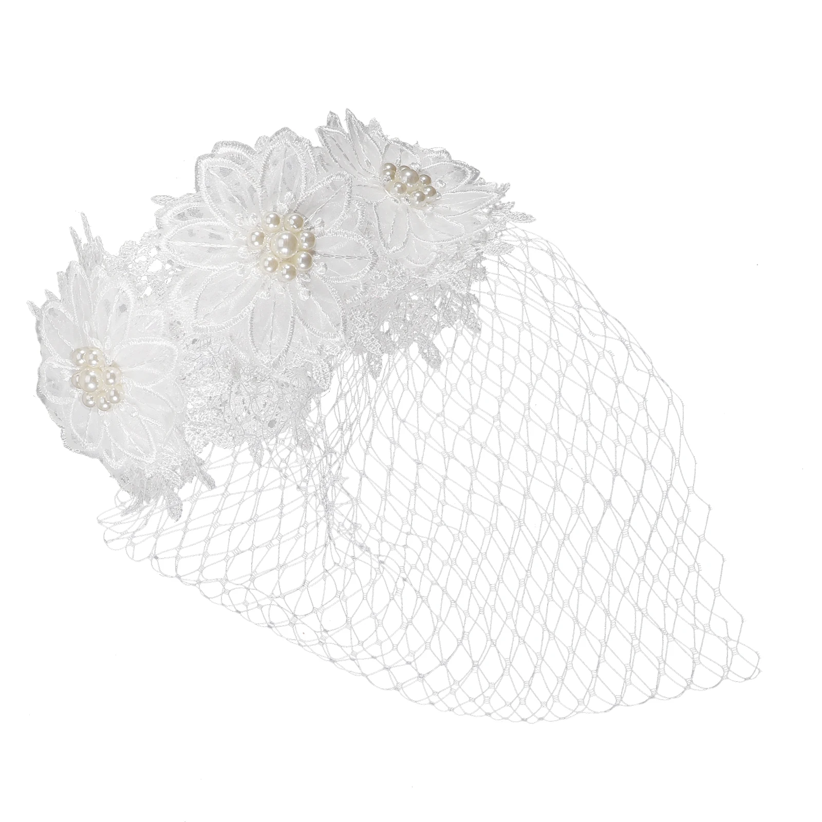 

1Pcs Elegant Embroidery Veil Fascinator Headband Large Mesh Bridal Veil for Weddings Parties Tea Events