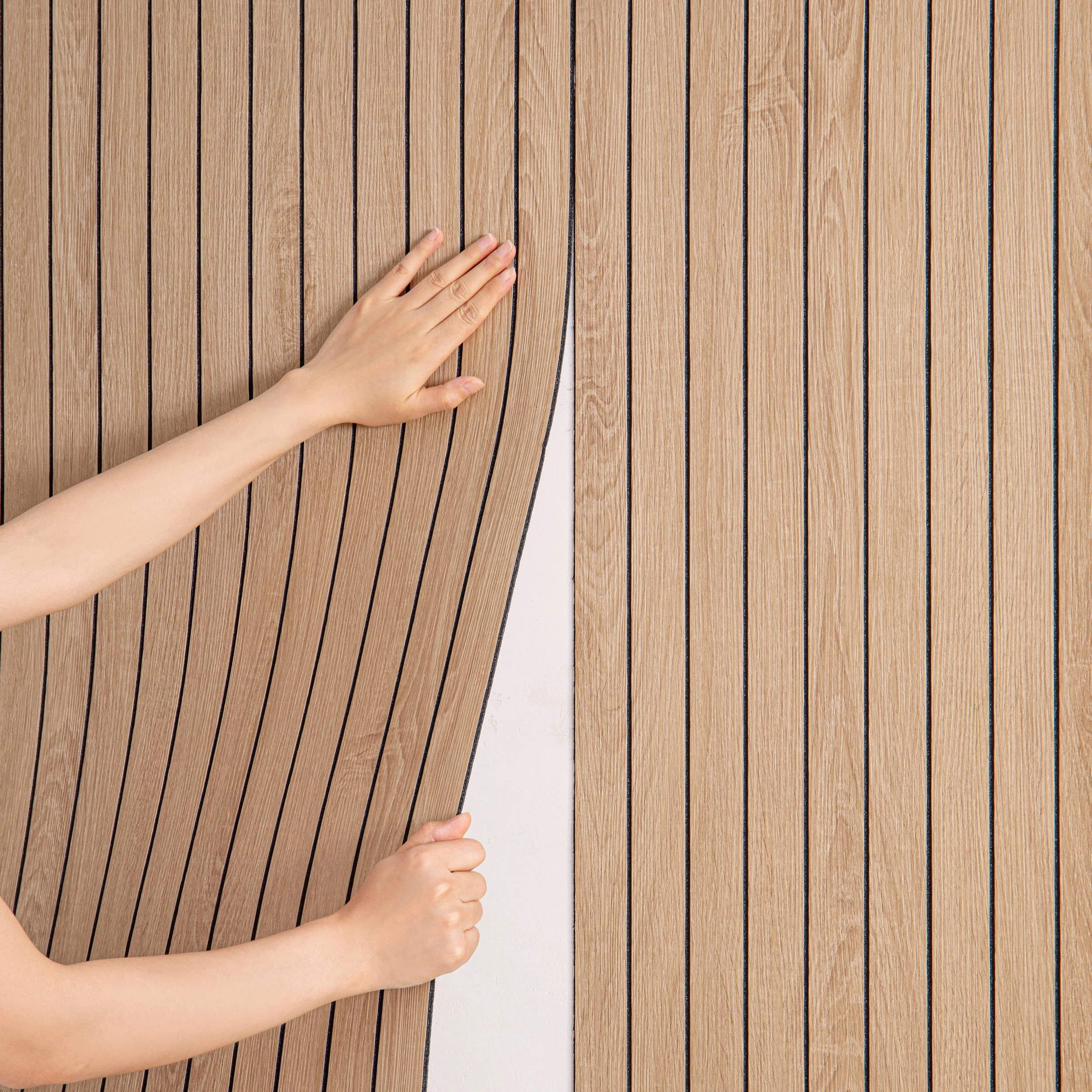 

Wood-grain self-adhesive waterproof wallpaper, peel-and-stick floor decals, removable, easy to install, home decor