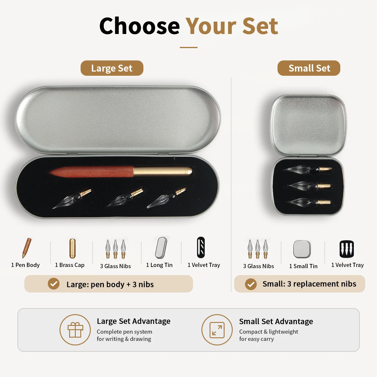 SeamiArt Replaceable Glass Nibs Wood Handle Dip Pen Set with Metal Box for Calligraphy Students Writing Drawing Art Supplies view 6