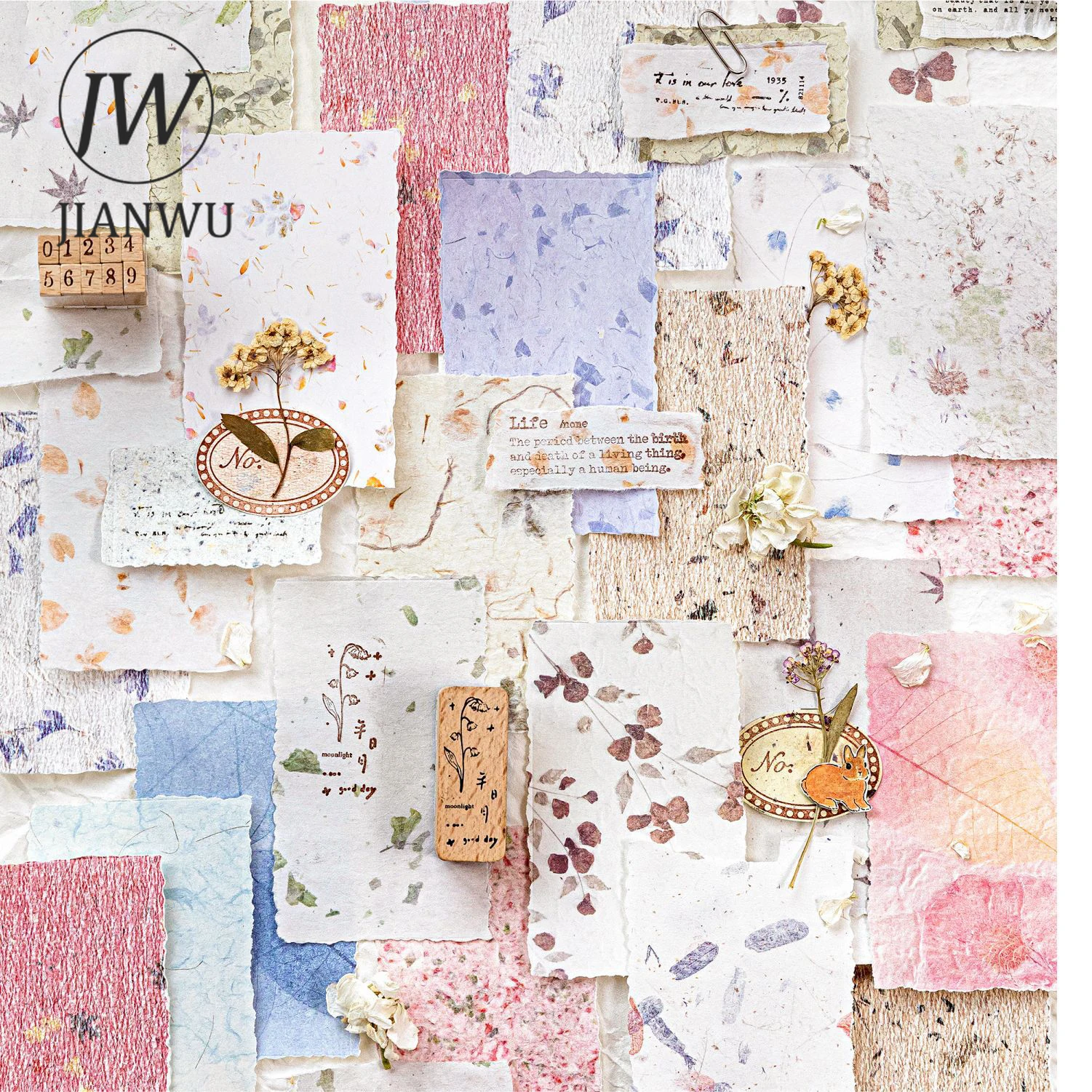JIANWU Paper Tearing Edge Series Vintage Texture Landscape Collage Scrapbooking Material Paper Creative Junk Journal Stationery