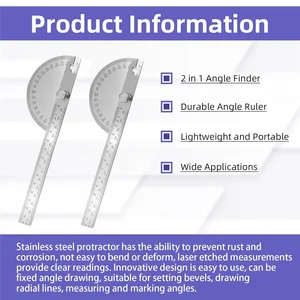 A37T-15-120 Degree Knife Angle Finder And 180 Degrees Protractor Kit Bevel Gauge Angle Gauges Ruler Measuring Tool