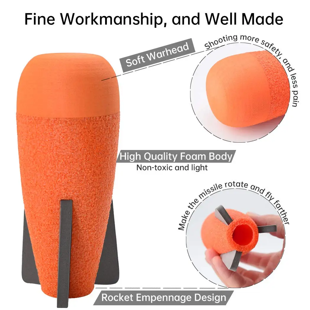 HFoam Mega-Missile Refill Pack Toy Accessories Compatible For Nerf Rocket N-Strike Elite Series Missile Blaster Missile Launcher