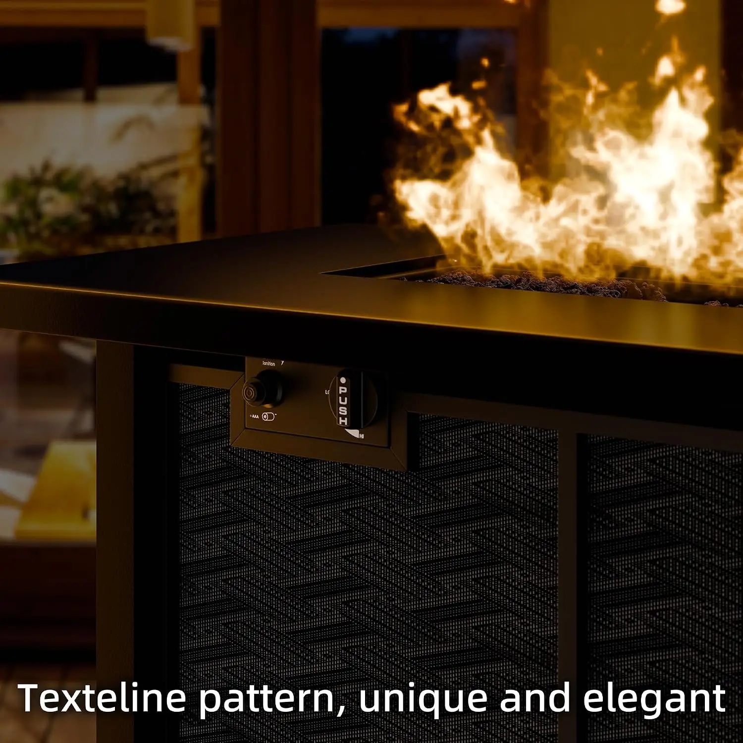 Propane Fire Table, 43 in Outdoor Fire Pit Table with Lava Rocks, 50,000 BTU Rectangular Fire Table with Lid and, Customized