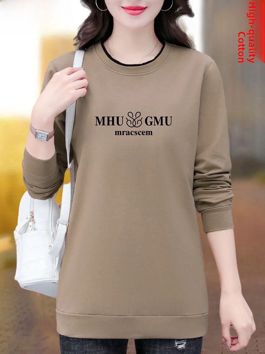 

Женская толстовка TUCANO средней длины с круглым вырезом, прикрывающая бедра, модный топ для женщин среднего возраста, весна-осень, смесовая ткань из хлопка и полиэстера