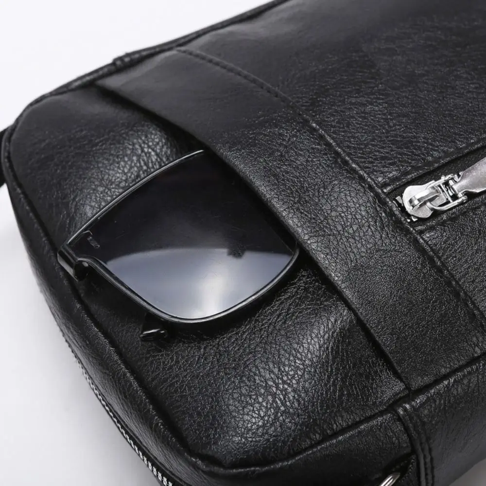Fashion PU Leather Men Messenger Bags Waterproof Black Men's Sling Bag Large Capacity Handbag Outdoor