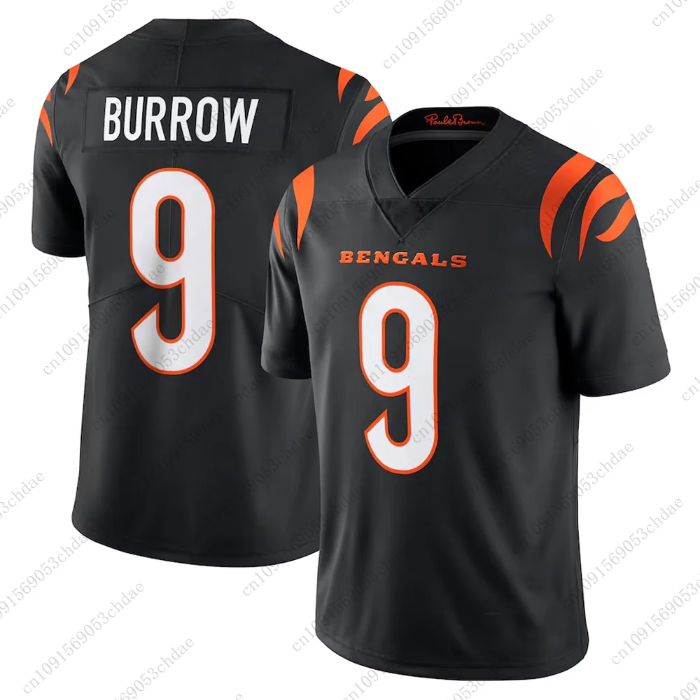 Bengals Joe Burrowラグビージャージ (男性用) 、高品質、通気性、速乾性、大人と子供向けの屋外サッカーユニフォーム、新着、 #9