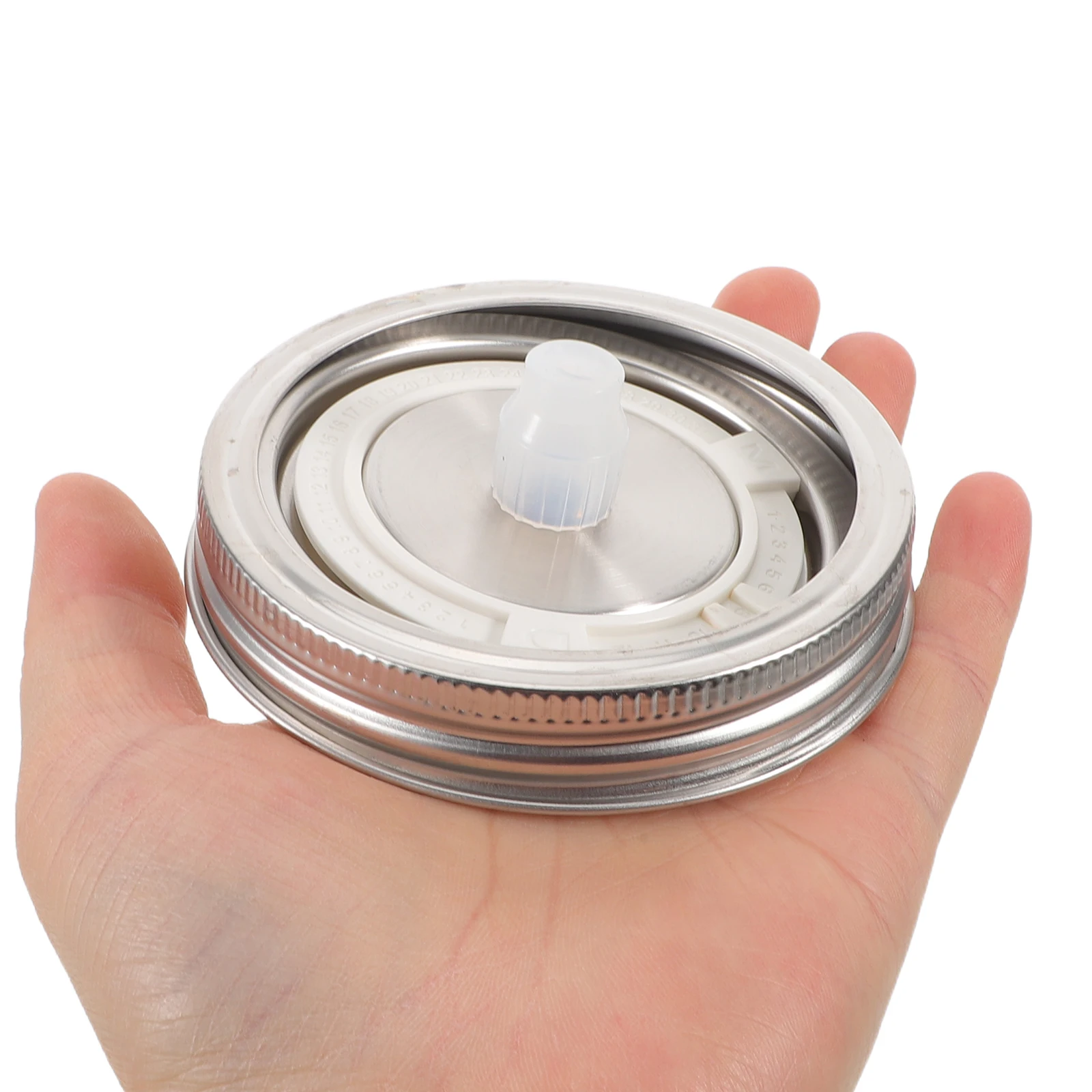 

2pcs Stainless Steel Fermentation Lids For Wide Mouth Mason Jars Airtight Burping Lids With Timer Slot Fermenting Jar Caps For
