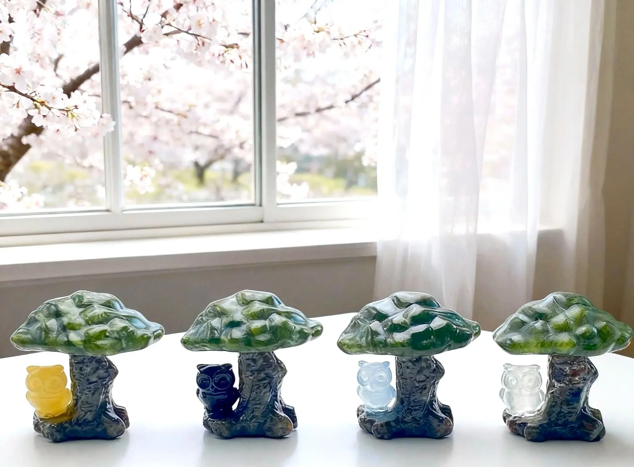 1PC Xiuyan Tree And Mixed Material Owl-UV Fluorescent, Irregular Shape,Stone Collections,Family And Friends Gift,Home Decoration