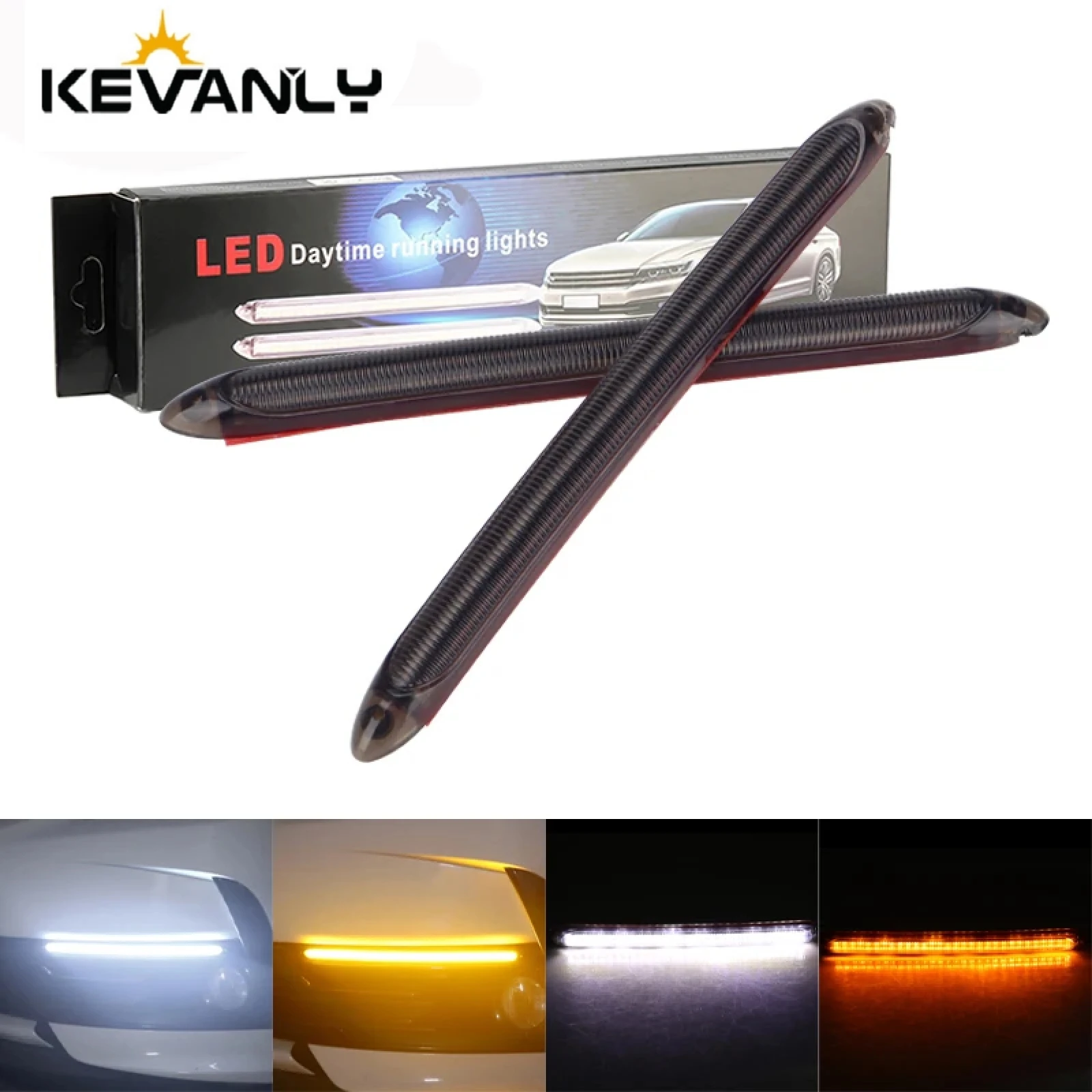 

Car DRL Daytime Running Light Waterproof Auto Headlight Sequential Strip LED Turn Signal Light Car Streamer Flow Day Light 2 Pcs