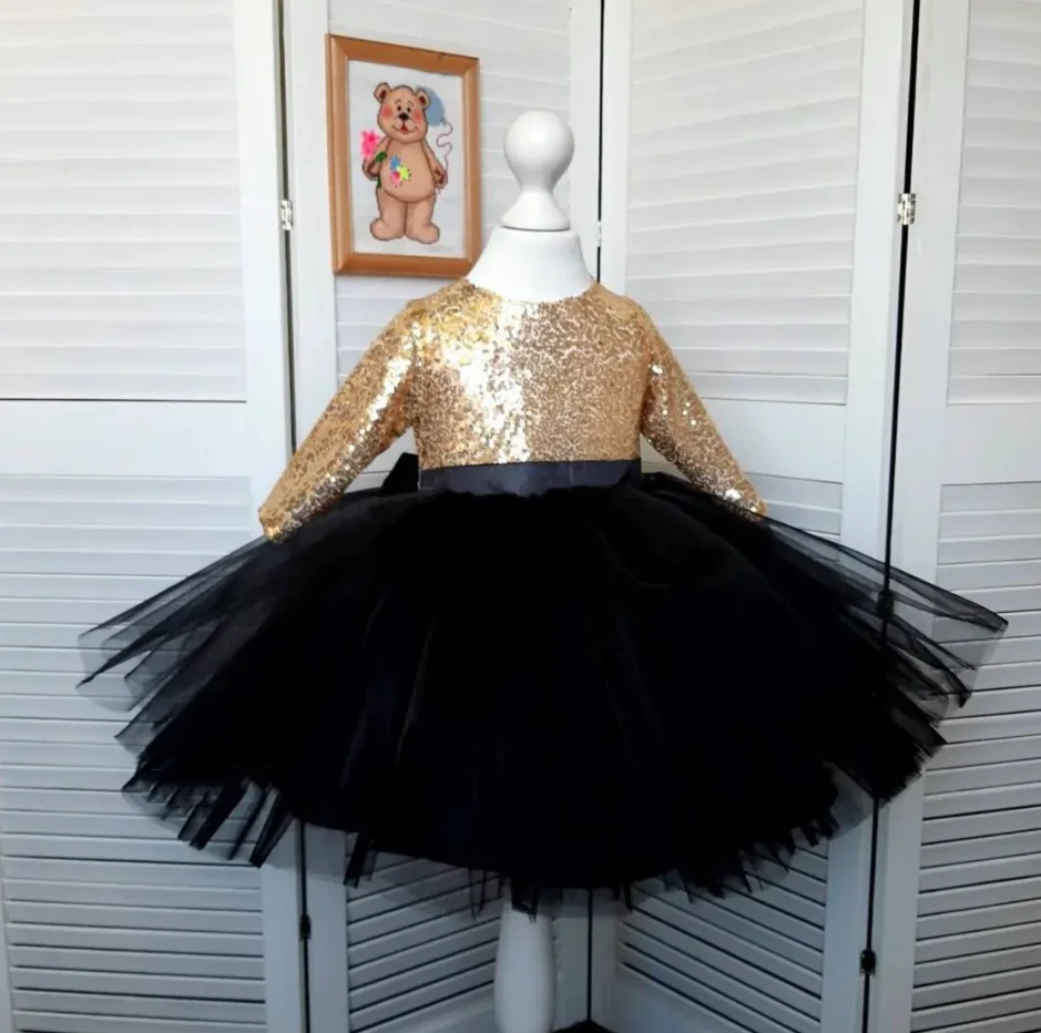 Poinrobe à fleurs avec nœud pour filles, robe d'anniversaire à paillettes argentées, tutu en tulle pour tout-petits, tenue élégante