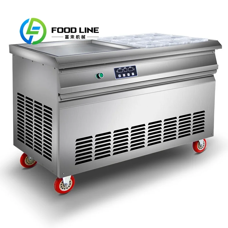 Low Noise Thai Ice Cream Roll Machine Smooth Compressor Running Fit Indoor Shop And Crowded Commercial Street Operation