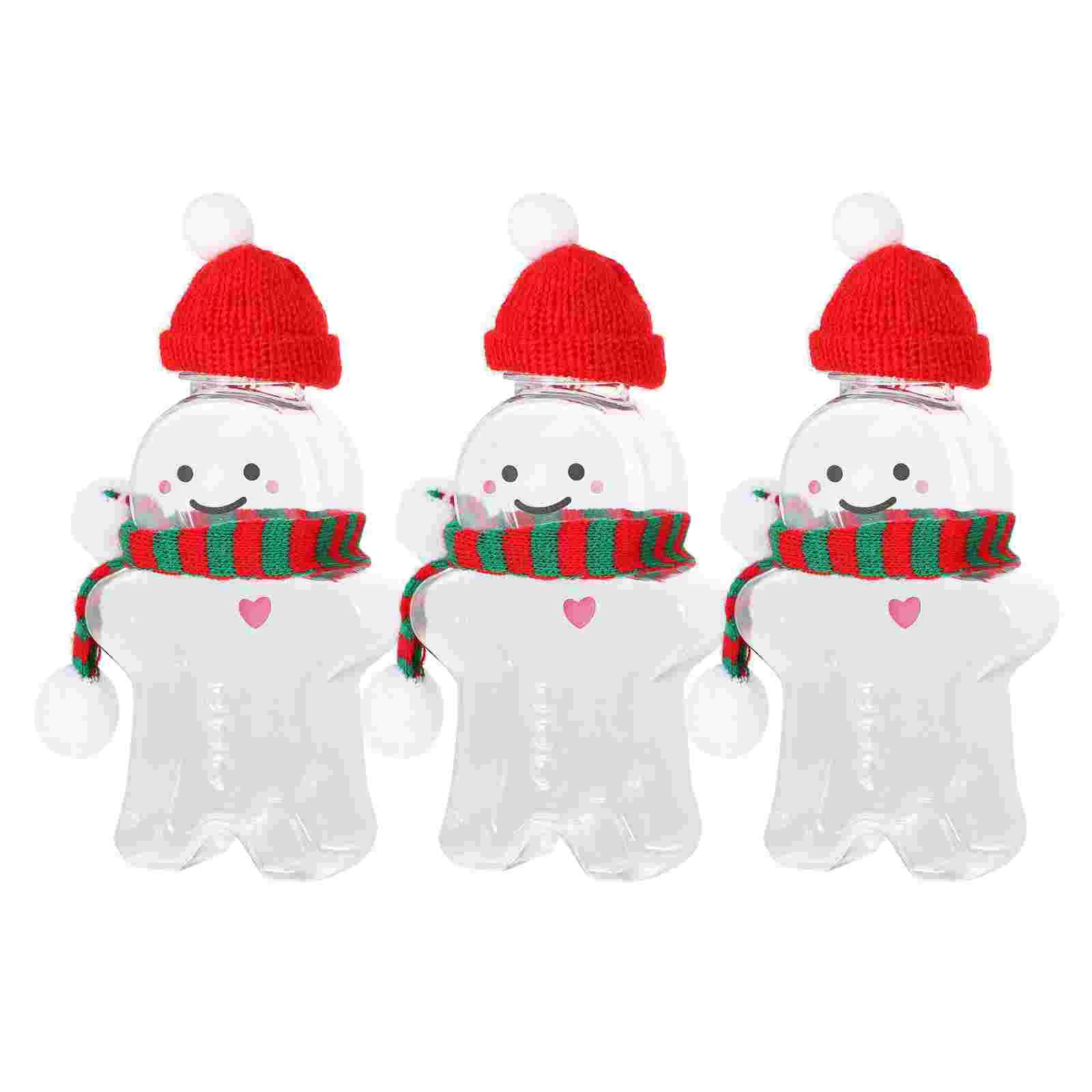 

3 Sets Christmas Drink Bottle Juice Bottles Candy Container Water Jar Refillable Cotton Beverage Man Clear