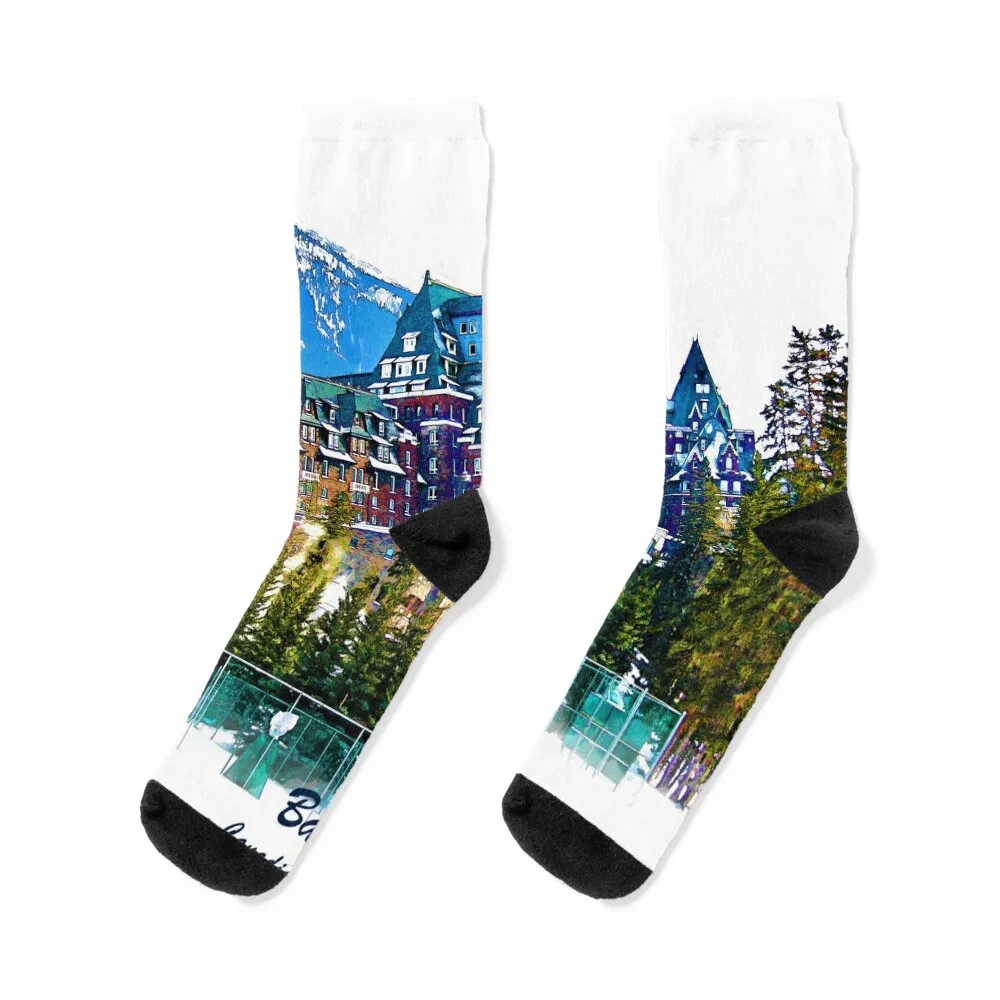Castle in the Mountains - Banff Alberta Canada Socks Antiskid soccer funny gifts floral Climbing Ladies Socks Men's