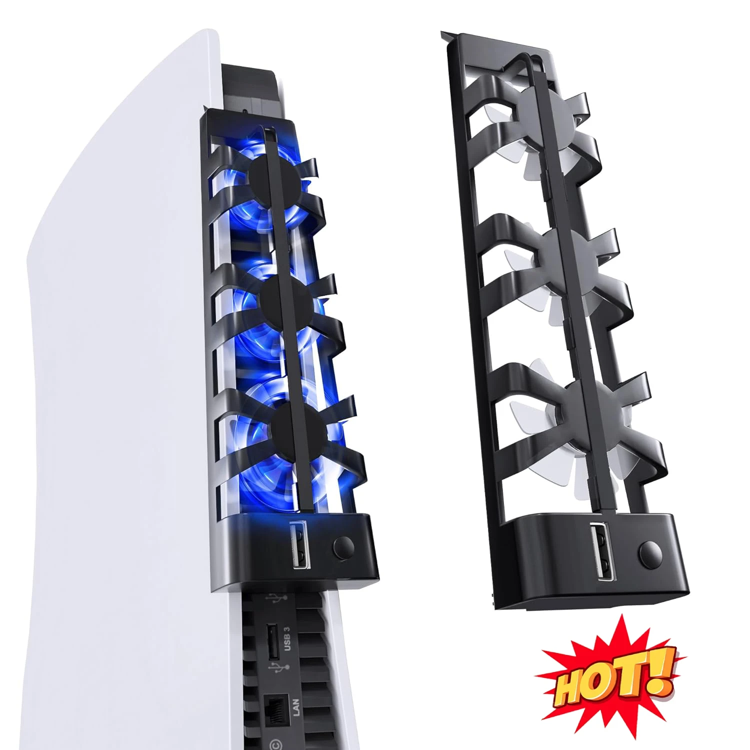 For PS5 Accessories Cooling Fan Efficient Cooling System High-Speed Silent Fan for PlayStation 5 Both Disc and Digital Editions