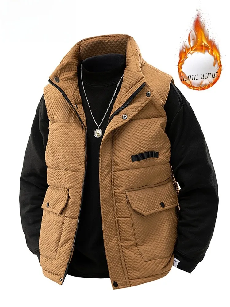 

Мужской утепленный жилет MoChao большого размера из хлопка для осени и зимы, повседневный, без рукавов, модный, для работы, теплый, в стиле Гонконг