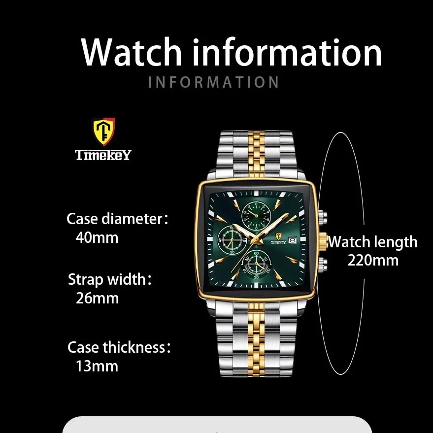 Premium Men's Quartz Watch Gift Box - Waterproof Luminous Chronograph Sports Watch Multi-function