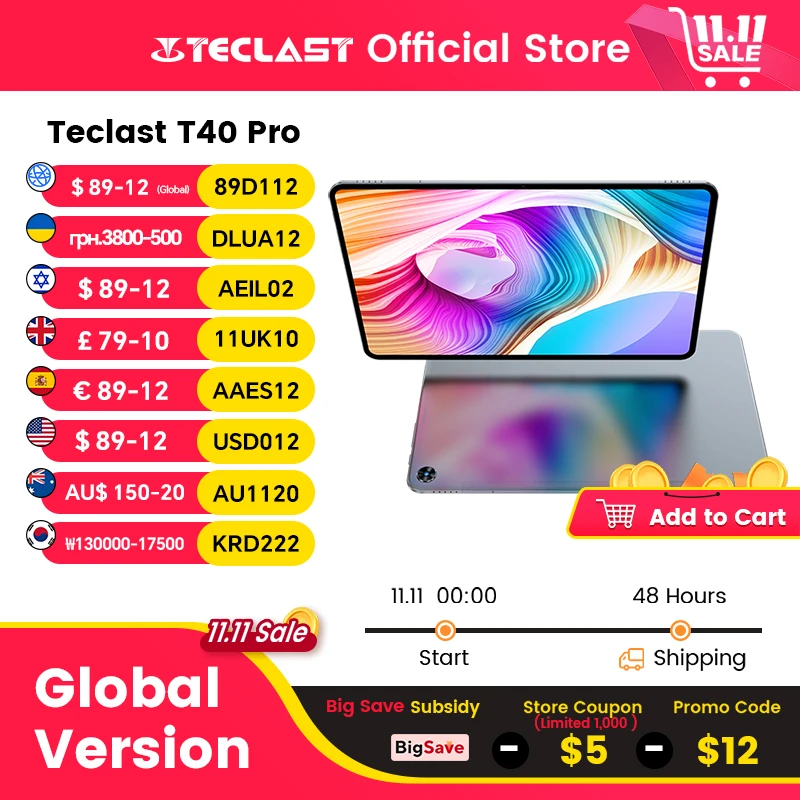 Teclast T40 Pro Tablet 10.4 Inch 2K Full Lamination Android 12 8GB RAM 128GB ROM UNISOC T616 Octa Core 4G Network Fast Charging