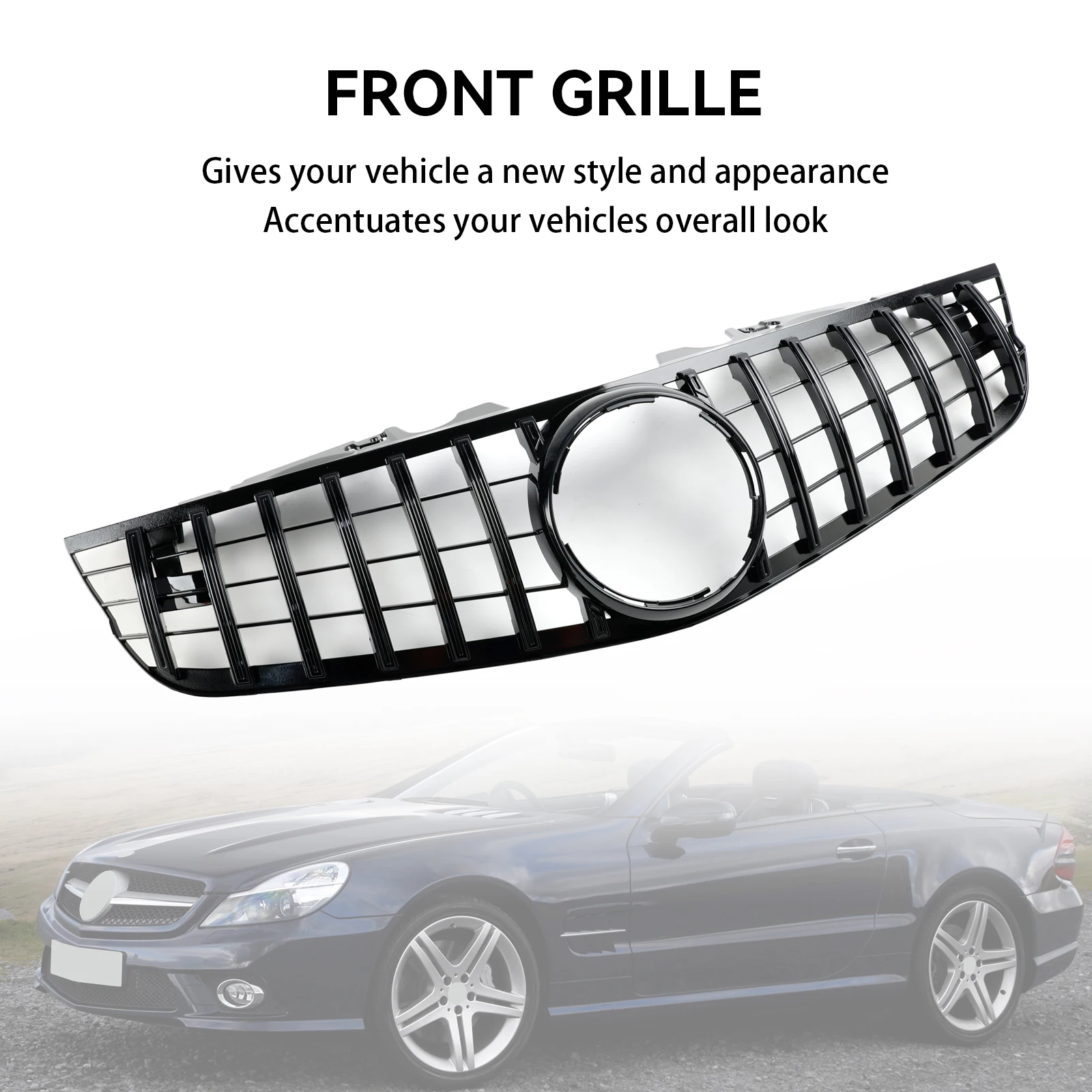 Front Bumper Upper Grill Fit for Mercedes SL-Class R230 SL550 SL600 2009-2012