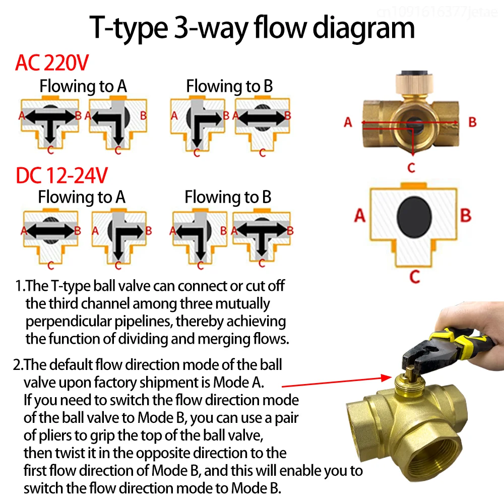 Brass Electric Ball Valve 3-Wire AC220V 2/3 Way DN15-40 Actuator with Manual Switch for Water/Gas