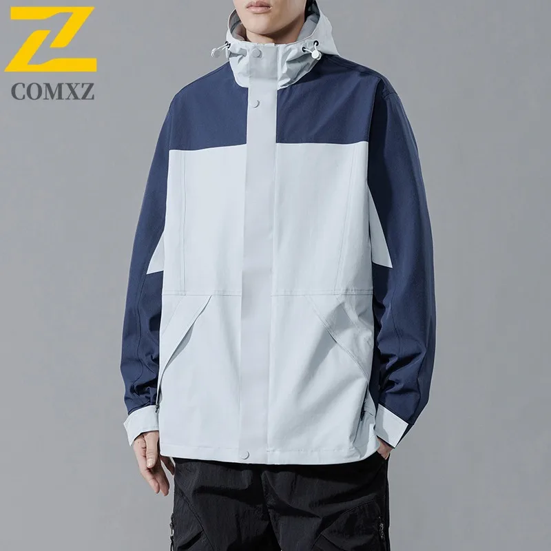 

COMXZ New Jacket Men 2025 Hooded Outdoor Adventure Lightweight Coat Casual Korean Style Handsome Fashion Windproof Autumn Coats