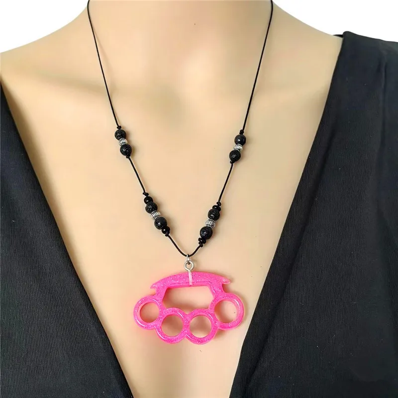 Y2K Ultra-Thin Rope Chain Slimming European and American Retro Volcanic Stone Beads Sweet Cool Spicy Girl Boxing Glove Clavicle Chain Women's Boxing Necklace