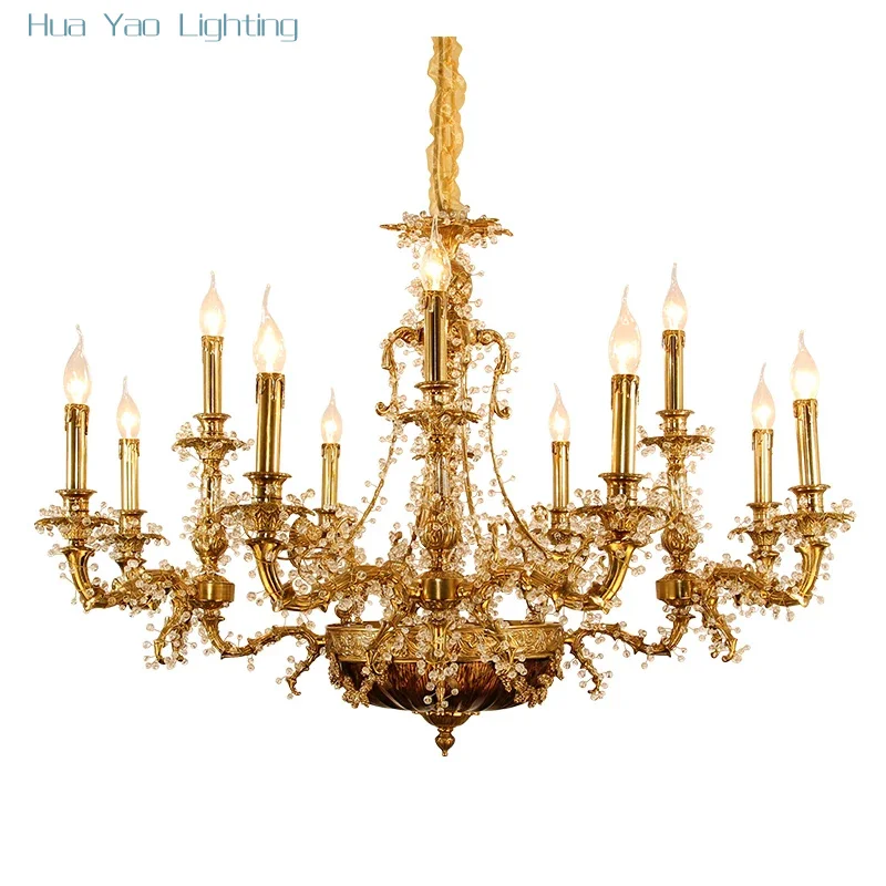 

Французская люстра 2026 года для спальни, столовой, гостиной, в стиле ретро, креативная, пасторальная, европейская, роскошная, для виллы, полностью медная.