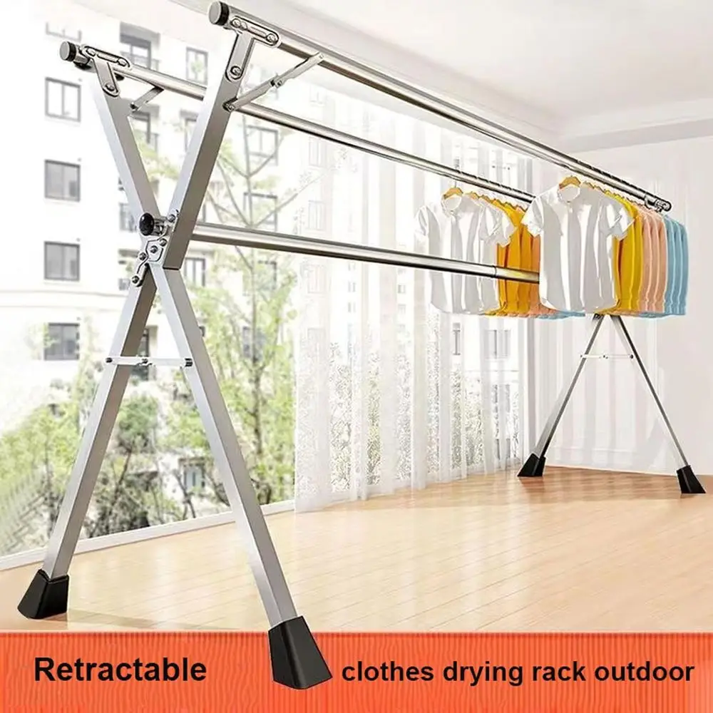 Adjustable Stainless Steel Folding Drying Rack - Indoor/Outdoor Use, 63 Length