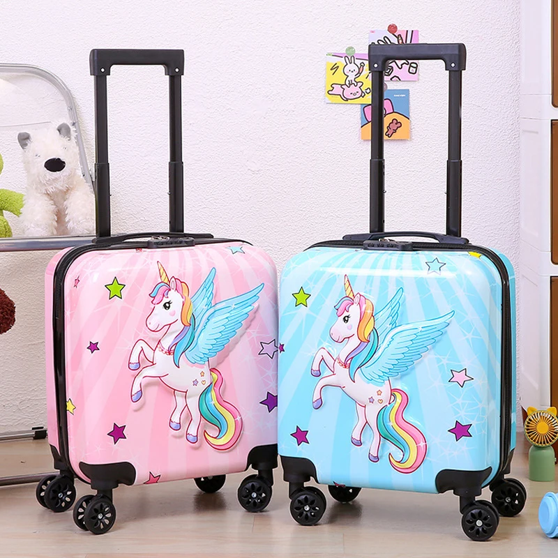 Hot Selling Children's Luggage Trolley Bags Girls Cartoon Luggage Boys Suitcase Universal Wheel Small 18'' Password Boarding Bag