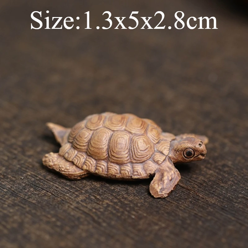 1 PC Purple Clay Mini Turtle Tea Pet Ornament Handmade Tortoise Tea Table Accessory Rockery Fish Tank Decoration Tea Play Craft
