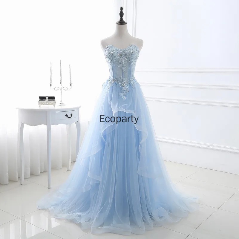 Blue Evening Dress Slim Students' Art Exam Performance Prom Party Performance Temperament Annual Meeting Dinner Host Vestidos