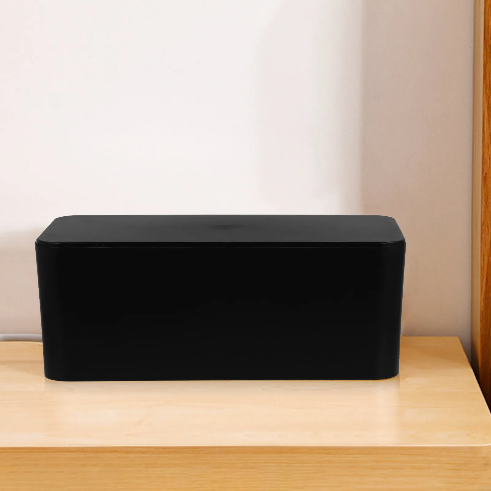 1Pcs Thick Plastic Cable Organizer Box Removable Lid Side Hollow Cord Management Box Desk Cable Storage