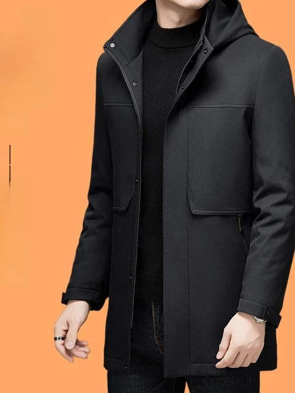 

Мужская повседневная куртка из шелка и хлопка со съемной внутренней подкладкой, зимняя утепленная, из полиэстеровой ткани, удлиненная, модная ветровка