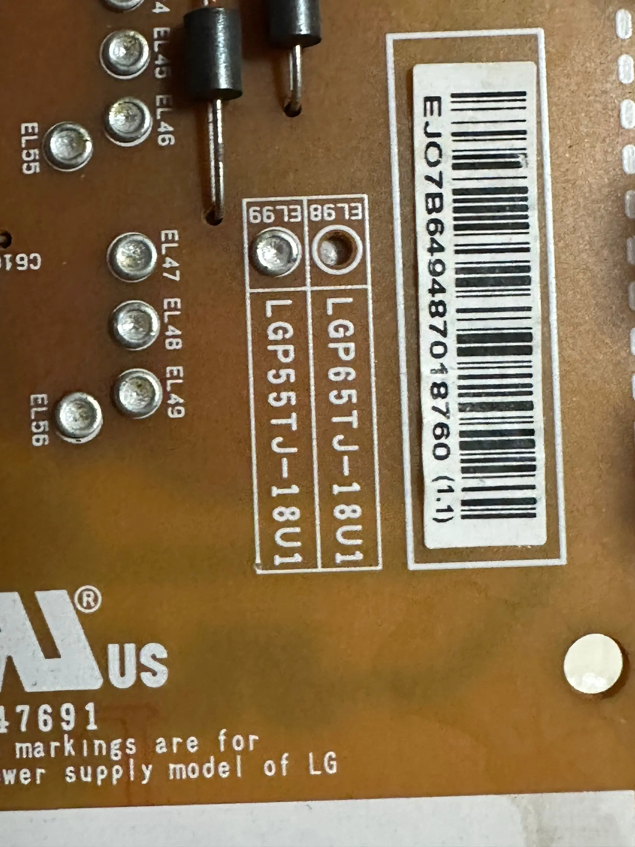 

Оригинальная плата питания телевизора 55UK6200PCA EAX67865201 (1,6) LGP55TJ-18U1